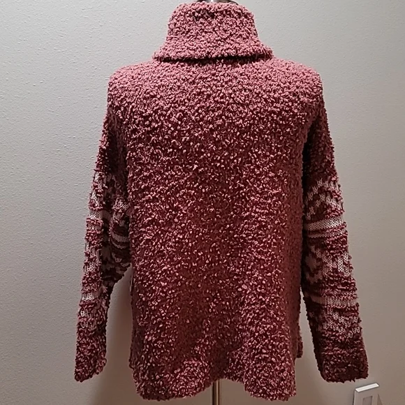 SONOMA XXL Mauve Cowlneck Long Sleeve Fair Isle Sherpa Comfy Cozy Sweater Top - Picture 12 of 13